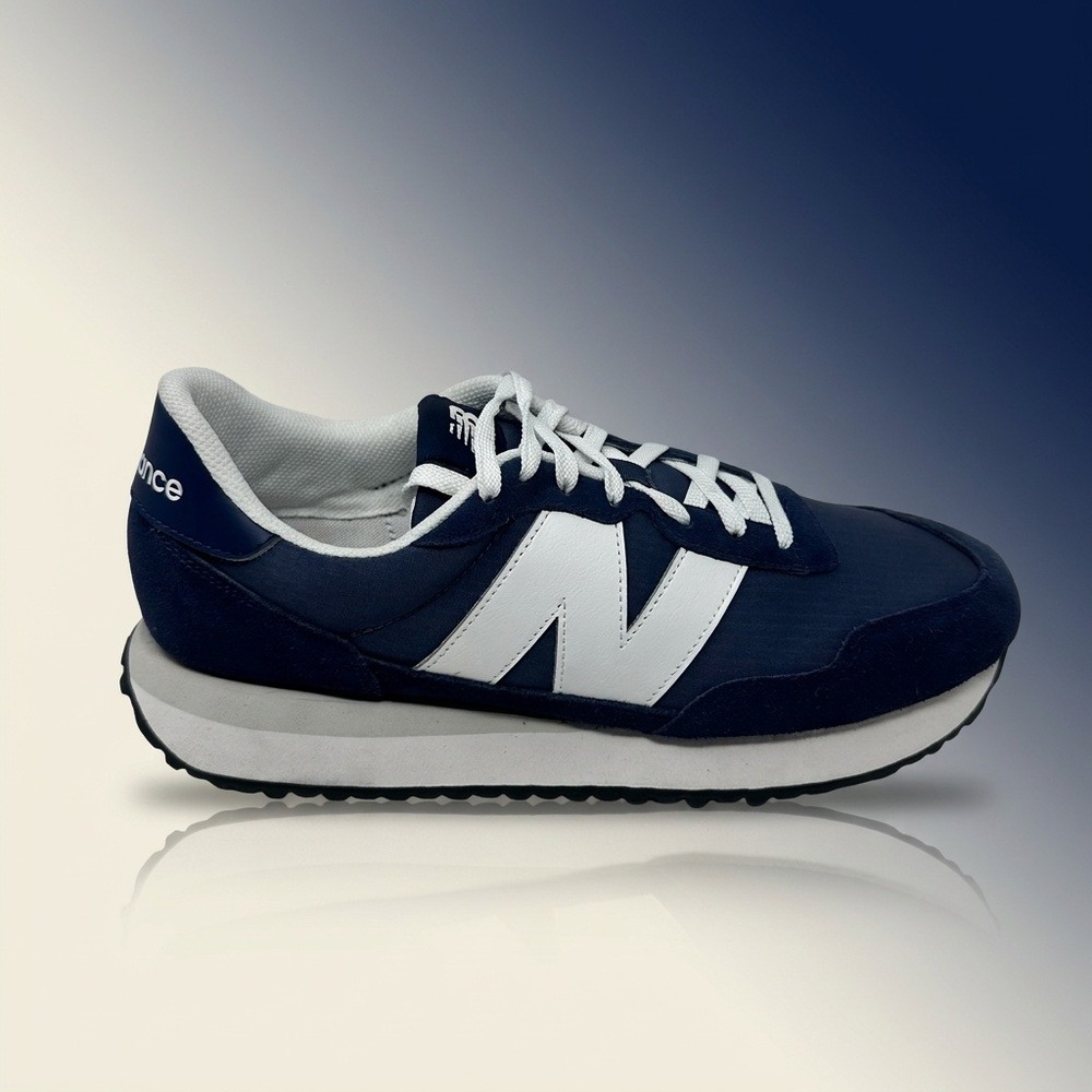 New Balance 237 Mens 12 Navy Blue White Suede Lifestyle Sneakers MS237HN NIB